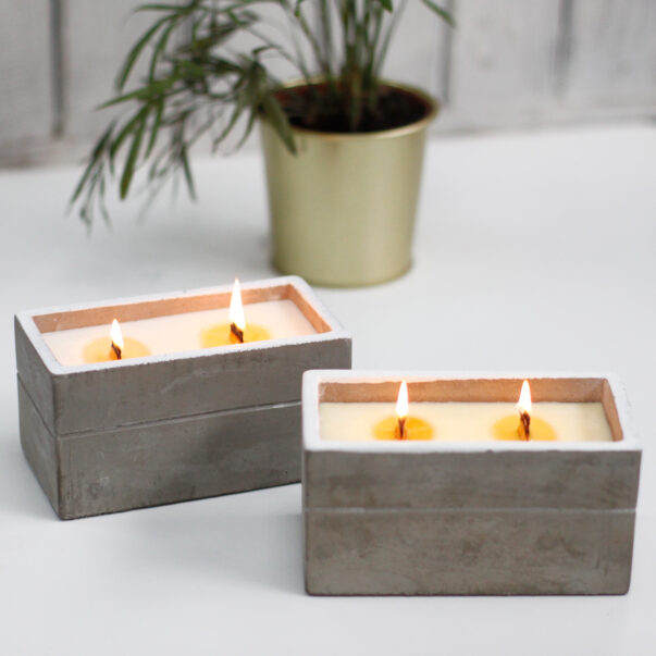 Large Box Concrete Wooden Wick Candles