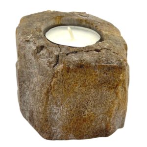 Petrified wood tealight candle holder